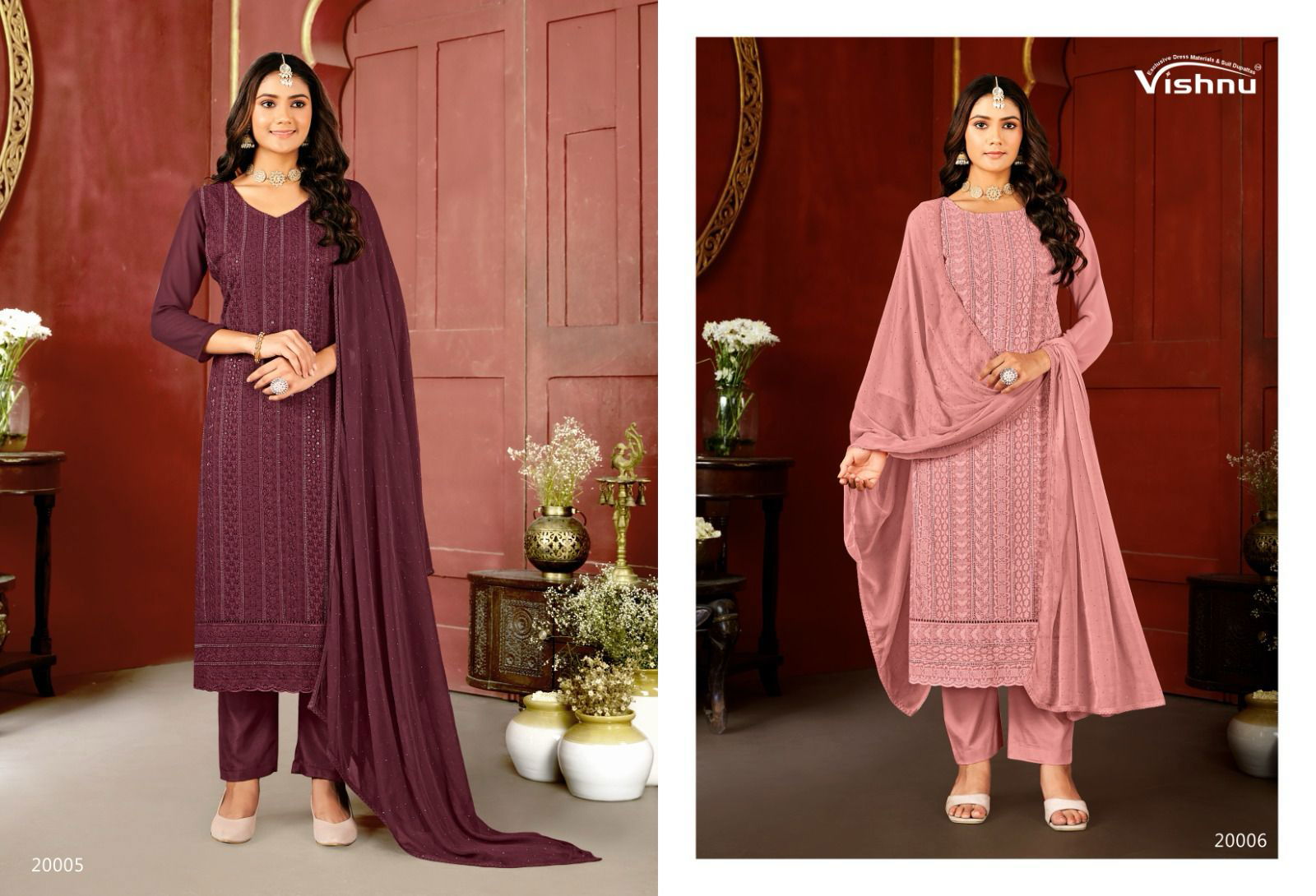 Lucknowi Vol 7 By Vishnu Fox Georgette Dress Material Exporters In India